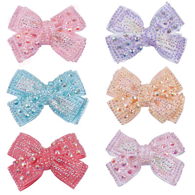 4 inčne modne mašne za kosu sa vještačkim kamenčićima sa kopčom Sweet Girls Jelly Crystal Bowknote Ukosnica za kosu Držači za kosu DIY ukrasi za kosu