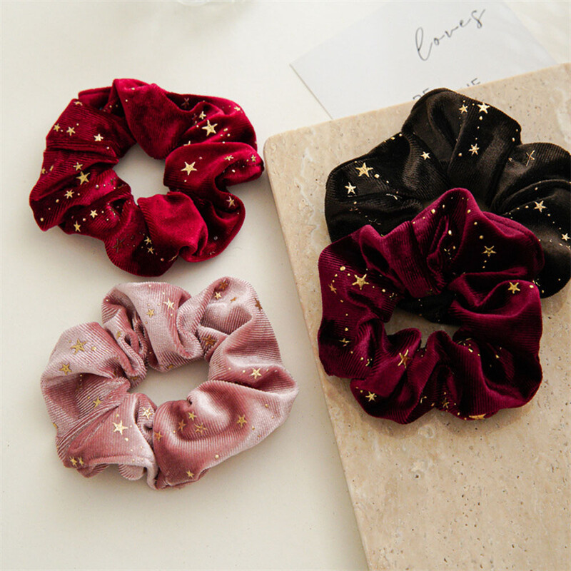 Didmeninė prekyba rudens ir žiemos pliušiniais audiniais Small Star serijos audiniais, labai tampriais Scrunchie Retro plaukų virviniais plaukų aksesuarais