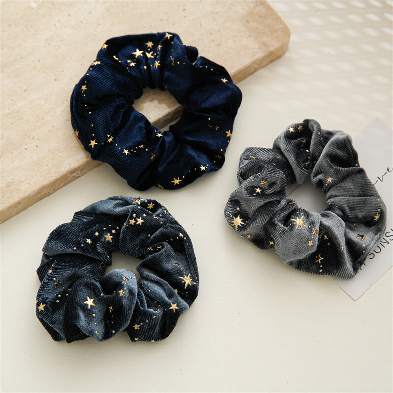 Didmeninė prekyba rudens ir žiemos pliušiniais audiniais Small Star serijos audiniais, labai tampriais Scrunchie Retro plaukų virviniais plaukų aksesuarais