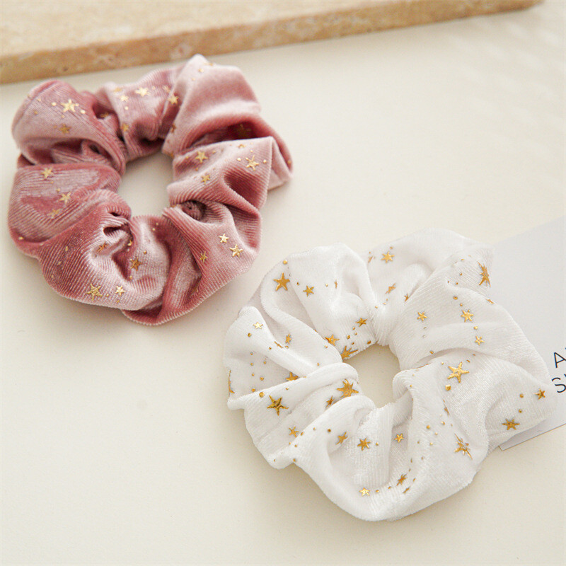 Didmeninė prekyba rudens ir žiemos pliušiniais audiniais Small Star serijos audiniais, labai tampriais Scrunchie Retro plaukų virviniais plaukų aksesuarais