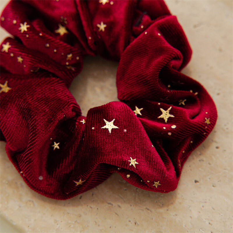 Didmeninė prekyba rudens ir žiemos pliušiniais audiniais Small Star serijos audiniais, labai tampriais Scrunchie Retro plaukų virviniais plaukų aksesuarais