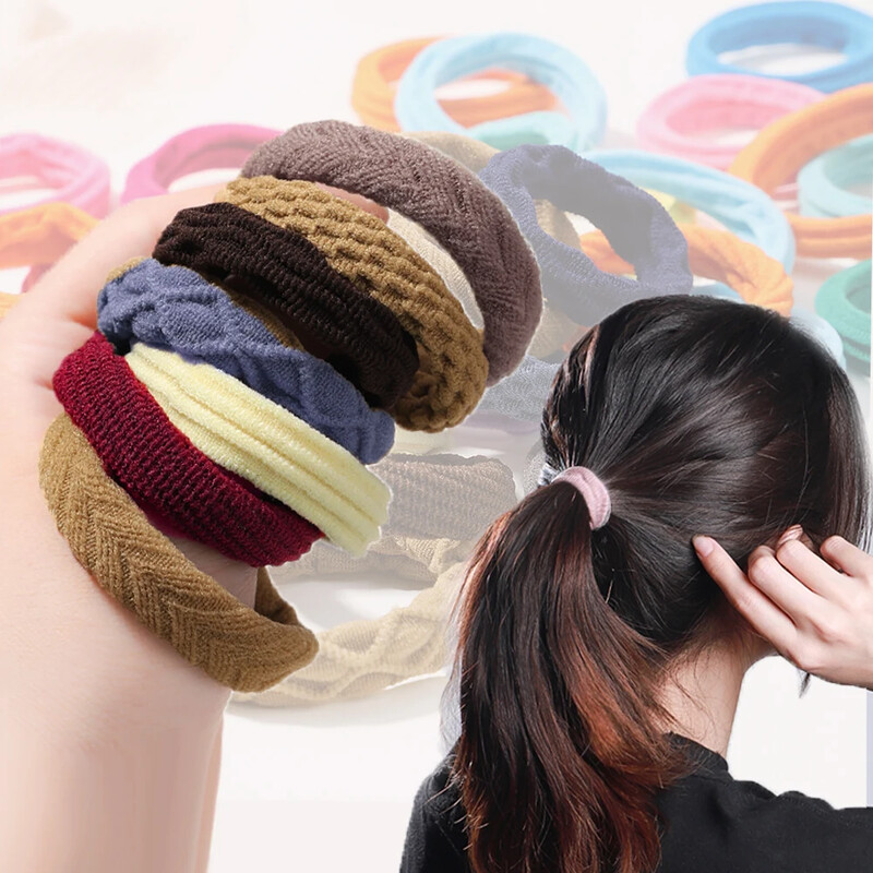 12 DB Női Lányok Egyszerű alap rugalmas hajpántok nyakkendők Scrunchie lófarok tartó gumiszalagok divatos fejpántok hajkiegészítők