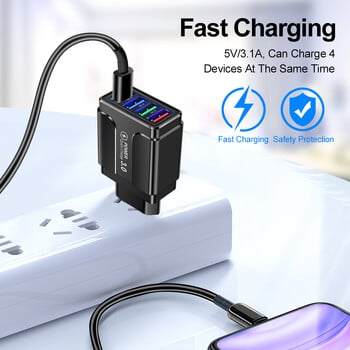 EU/US Plug USB Charger Бързо зареждане 3.1A за телефон Адаптер за iPhone 12 Pro Max Tablet Преносимо стенно мобилно зарядно Бързо зарядно устройство