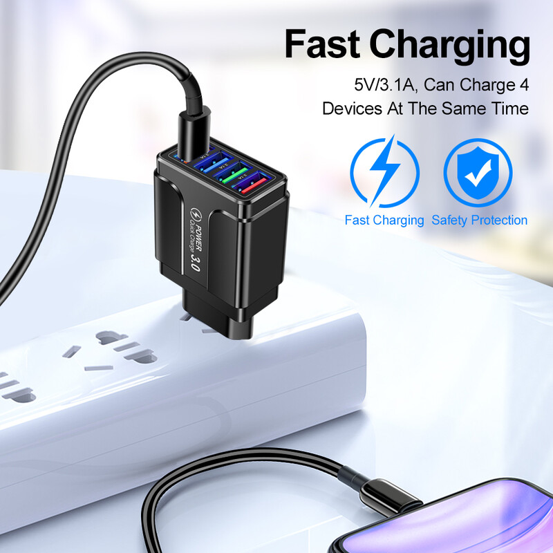 EU/US Plug USB Charger Fast Charge 3.1A for Phone Adapter for iPhone 12 Pro Max Tablet Portable Wall Charger Mobile Fast Charger