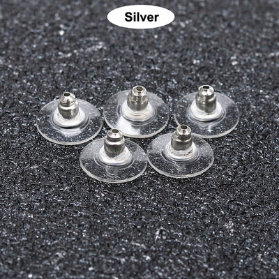 Starose 20Pcs Прозрачна силиконова подложка Шипове за уши Обеци Задна капачка Боди пиърсинг Бар Аксесоари Гумен пръстен Находки за бижута Тапи за уши