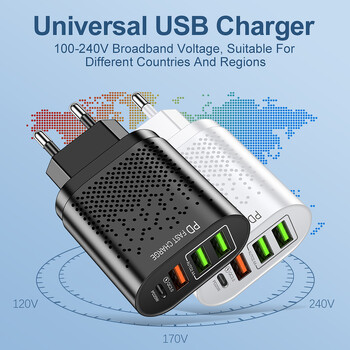 PD USB 20W бързо зарядно устройство Quick Charging3.0 адаптер за лаптоп Macbook Air Pro iPad iPhone15 Pro Samsung Xiaomi таблети EU/US Plug