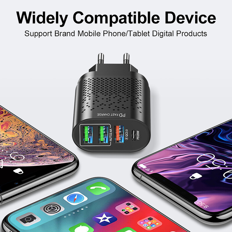 PD USB 20W gyorstöltő gyorstöltő 3.0 adapter laptophoz Macbook Air Pro iPad iPhone15 Pro Samsung Xiaomi táblagép EU/US csatlakozó