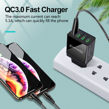 3.1A USB Quick Charger QC3.0 Προσαρμογέας γρήγορου φορτιστή κινητού τηλεφώνου για φορητό υπολογιστή Macbook Air iPad iPhone15 Pro Samsung Xiaomi Tablet