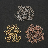 100 komada hipoalergenskog nehrđajućeg čelika 0,6x3x4mm ovalnog oblika, konektor za prsten za DIY narukvicu, ogrlicu, izradu nakita