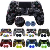 Szilikon Camo bőrvédő tok Sony PS4 DS4 Pro Slim Controller hüvelykujj fogantyúkhoz Joystick sapkák