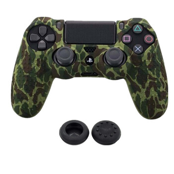 Силиконов камуфлажен защитен кожен калъф за Sony PS4 DS4 Pro Slim Controller Дръжки за палеца Капачки за джойстик