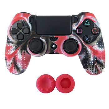 Силиконов камуфлажен защитен кожен калъф за Sony PS4 DS4 Pro Slim Controller Дръжки за палеца Капачки за джойстик