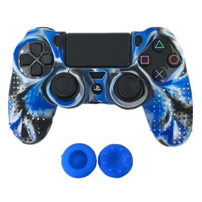 Szilikon Camo bőrvédő tok Sony PS4 DS4 Pro Slim Controller hüvelykujj fogantyúkhoz Joystick sapkák