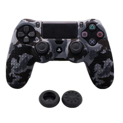 Szilikon Camo bőrvédő tok Sony PS4 DS4 Pro Slim Controller hüvelykujj fogantyúkhoz Joystick sapkák