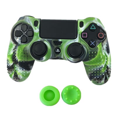 Szilikon Camo bőrvédő tok Sony PS4 DS4 Pro Slim Controller hüvelykujj fogantyúkhoz Joystick sapkák