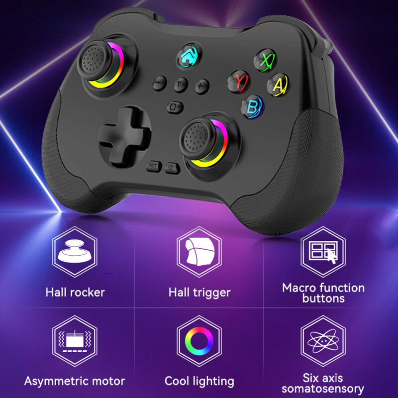 Z01 Ασύρματο χειριστήριο παιχνιδιών Bluetooth 6-Axis Motion Sensor Support Turbo Programmable Hall Joystick for Switch Steam PS3 PS4 PC