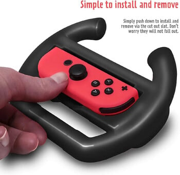 Състезателно колело за контролер Joy-Con Контролер за състезателен волан Аксесоар Комплект ръкохватка Комплект приставки Комплект от 2 сини червени