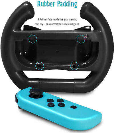 Състезателно колело за контролер Joy-Con Контролер за състезателен волан Аксесоар Комплект ръкохватка Комплект приставки Комплект от 2 сини червени