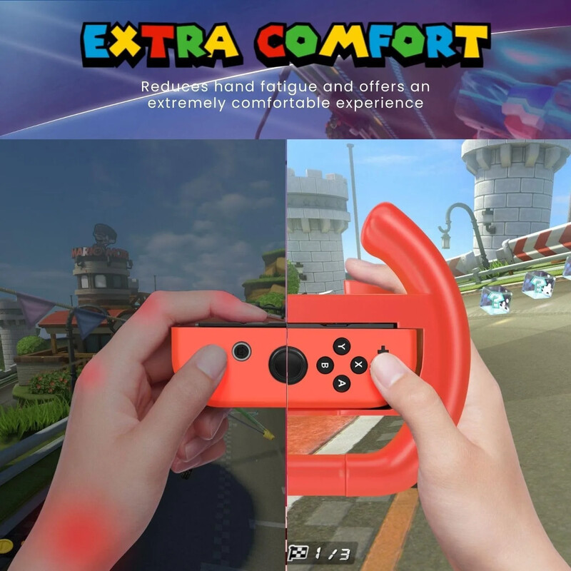 Pretekársky volant pre ovládač Joy-Con, príslušenstvo pre pretekársky volant, sada rukovätí, sada 2 kusov, modrá, červená