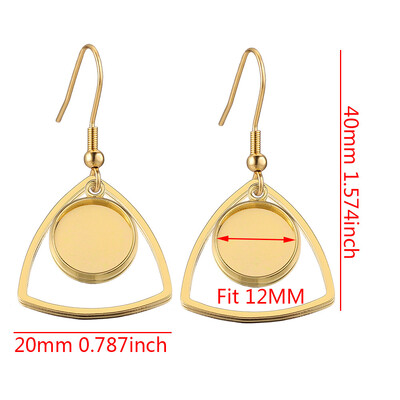 10 buc/lot cercei din oțel inoxidabil placat cu aur cârlig Cabochon bază goală 12 mm tavă din sticlă din rășină bricolaj bijuterii pentru realizarea de articole farmece