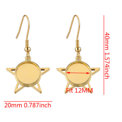 10 buc/lot cercei din oțel inoxidabil placat cu aur cârlig Cabochon bază goală 12 mm tavă din sticlă din rășină bricolaj bijuterii pentru realizarea de articole farmece