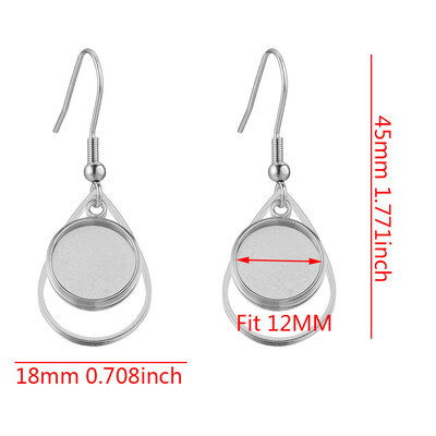 10 buc/lot cercei din oțel inoxidabil placat cu aur cârlig Cabochon bază goală 12 mm tavă din sticlă din rășină bricolaj bijuterii pentru realizarea de articole farmece