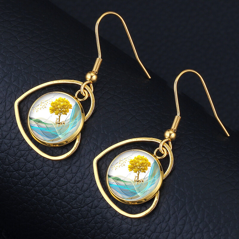 10 buc/lot cercei din oțel inoxidabil placat cu aur cârlig Cabochon bază goală 12 mm tavă din sticlă din rășină bricolaj bijuterii pentru realizarea de articole farmece