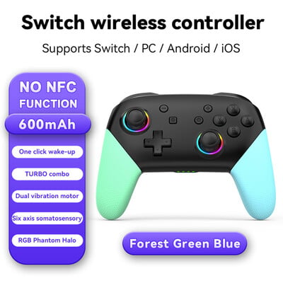 Bezdrôtový RGB ovládač pre Switch/OLED/Lite konzolu Pro Gamepad s 600 mAh nabíjateľnou batériou a programovateľnou funkciou Turbo