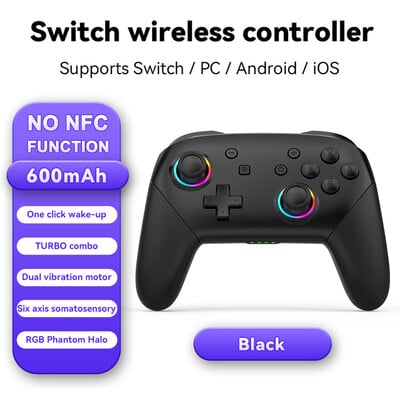Bezdrôtový RGB ovládač pre Switch/OLED/Lite konzolu Pro Gamepad s 600 mAh nabíjateľnou batériou a programovateľnou funkciou Turbo