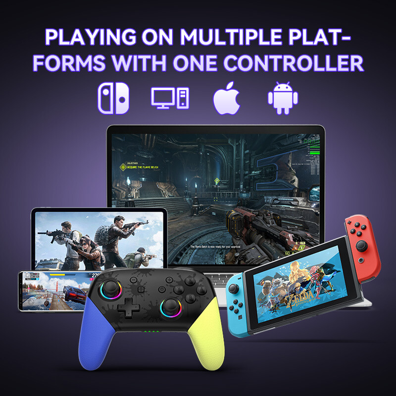Bezdrôtový RGB ovládač pre Switch/OLED/Lite konzolu Pro Gamepad s 600 mAh nabíjateľnou batériou a programovateľnou funkciou Turbo