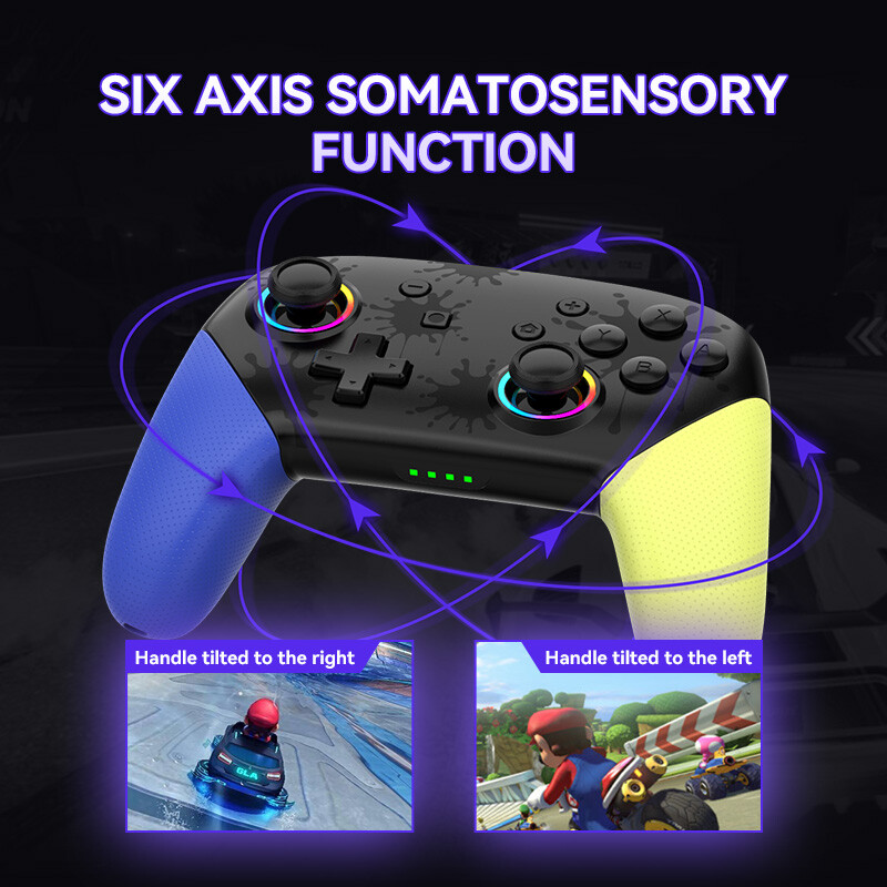 Bezdrôtový RGB ovládač pre Switch/OLED/Lite konzolu Pro Gamepad s 600 mAh nabíjateľnou batériou a programovateľnou funkciou Turbo