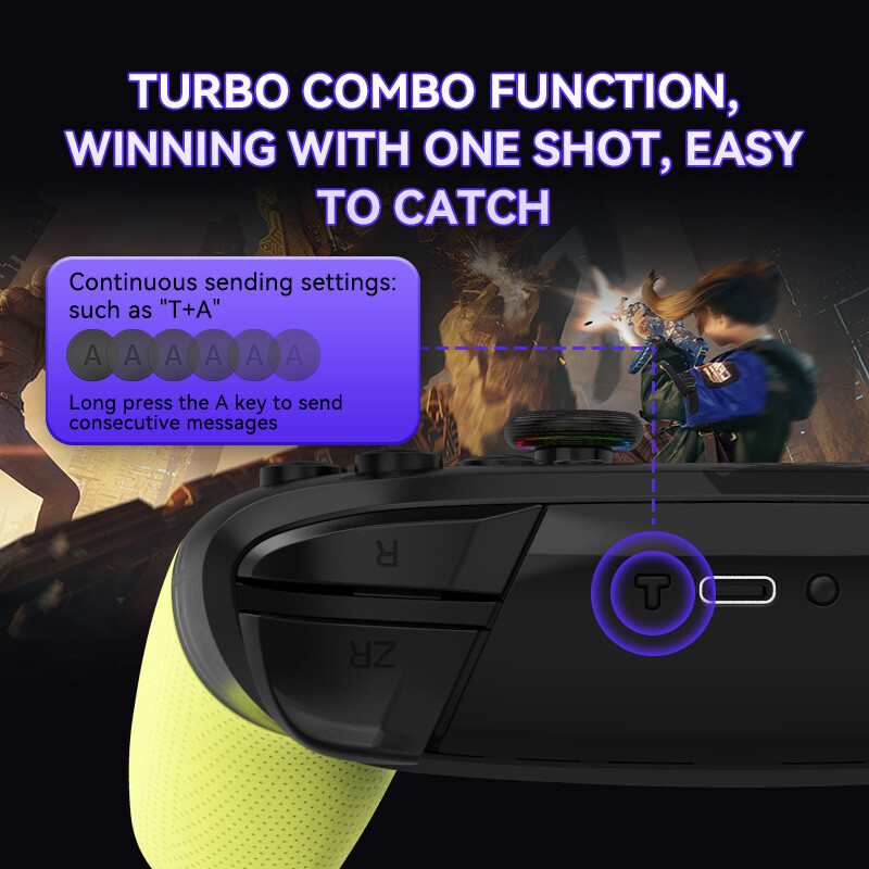 Bezdrôtový RGB ovládač pre Switch/OLED/Lite konzolu Pro Gamepad s 600 mAh nabíjateľnou batériou a programovateľnou funkciou Turbo