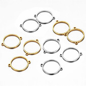 20db/tétel Arany ezüst színű üreges kerek rozsdamentes acél kabochon tálca előlap párna Üres beállítások karkötő talp Fit diy karkötő