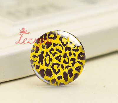 Rankų darbo gyvūnų atspaudai Oda Leopardas Safari Apvalus Nuotraukų Stiklo Kabošonai Demo Plokščia nugara „Pasidaryk pats“ papuošalai „Pasidaryk pats“