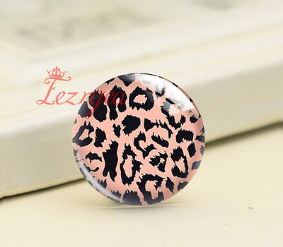 Rankų darbo gyvūnų atspaudai Oda Leopardas Safari Apvalus Nuotraukų Stiklo Kabošonai Demo Plokščia nugara „Pasidaryk pats“ papuošalai „Pasidaryk pats“