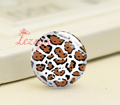 Rankų darbo gyvūnų atspaudai Oda Leopardas Safari Apvalus Nuotraukų Stiklo Kabošonai Demo Plokščia nugara „Pasidaryk pats“ papuošalai „Pasidaryk pats“