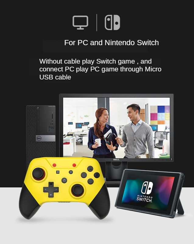 Controler fără fir pentru Nintend Switch Pro Bluetooth cu funcții NFC, 6 axe, suportă mânerul consolei NS cu detecție rol Amiibo