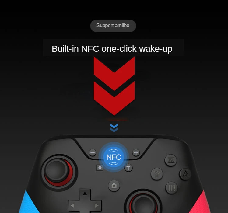 Controler fără fir pentru Nintend Switch Pro Bluetooth cu funcții NFC, 6 axe, suportă mânerul consolei NS cu detecție rol Amiibo