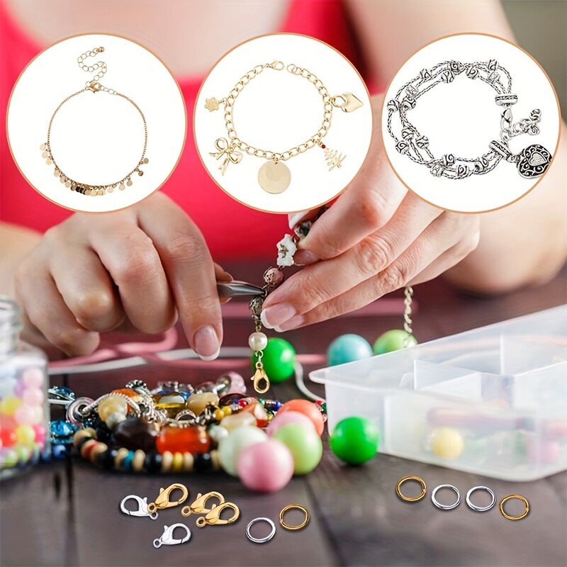 300 ks/sada zlatých zapínacích háčikov strieborných uzavretých slučiek na šperky, náramky, náhrdelníky, výroba DIY materiálov