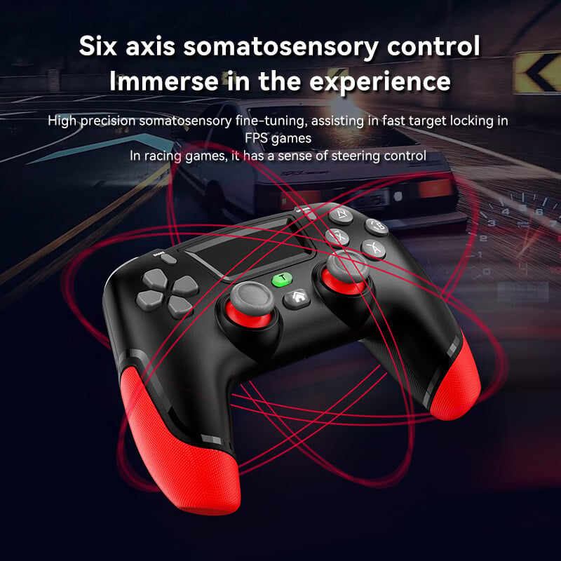 Herný ovládač pre PS4 Kompatibilný s PS4/Slim/Pro/PC s 360° joystickom/dvojitou vibráciou/6-osovým pohybovým gamepadom