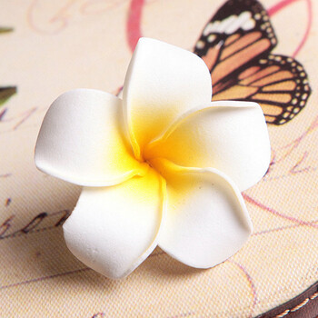 6Pcs Plumeria Flower Щипки за коса за жени Момичета Фиби Яйце Цвете Barrette Хавайска сватбена чанта Шапка Аксесоари