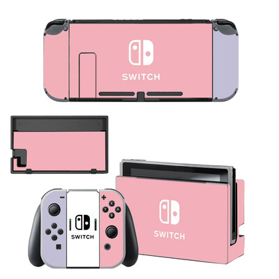 Skin autocolant protector de culoare roz pur purpuriu pentru consola Nintendo Switch NS Dock încărcător suport suport Joy-con controler vinil