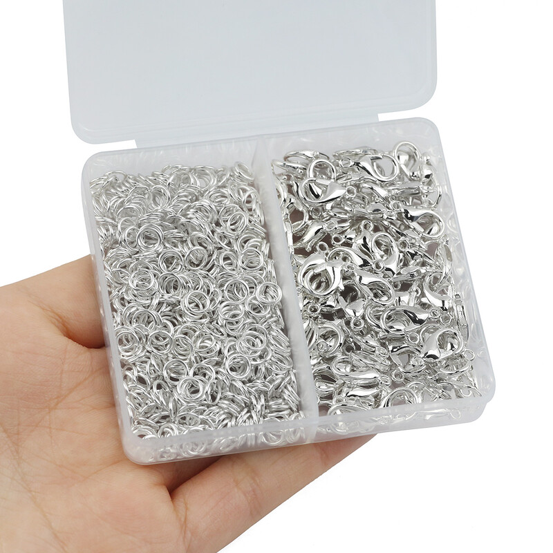 150 buc/cutie argintiu închizătoare homar și inele deschise brățări coliere conector bricolaj bijuterii pentru realizarea de accesorii kit de consumabile