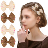 ncmama Fashion Woman Grosgrain Ribbon Fund Acul de păr Colorat Love Heart Decor Bowknote Hair Clips Crăciun pentru cap Accesorii pentru păr fete