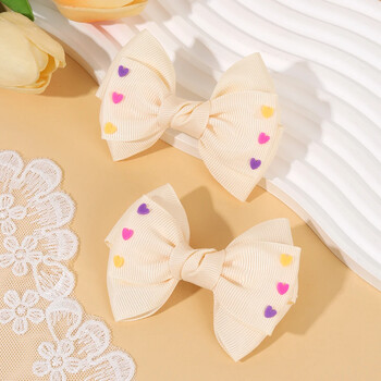 ncmama Fashion Woman Grosgrain Ribbon Bow Hairb Colorful Love Heart Decor Bowknote Щипки за коса Шапки Аксесоари за коса за момичета