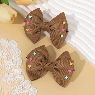 ncmama Fashion Woman Grosgrain Ribbon Fund Acul de păr Colorat Love Heart Decor Bowknote Hair Clips Crăciun pentru cap Accesorii pentru păr fete