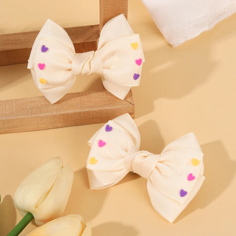ncmama Fashion Woman Grosgrain Ribbon Fund Acul de păr Colorat Love Heart Decor Bowknote Hair Clips Crăciun pentru cap Accesorii pentru păr fete
