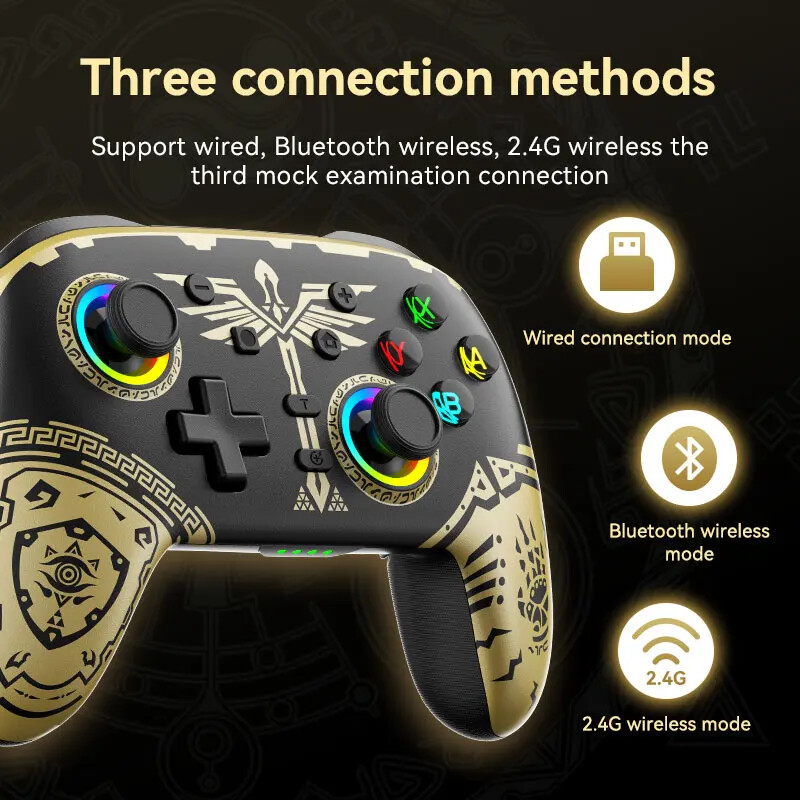 S08 Gamepad video wireless compatibil Bluetooth pentru controler de consolă Switch Pro cu Joyestick cu șase axe pentru PS4 PC Android