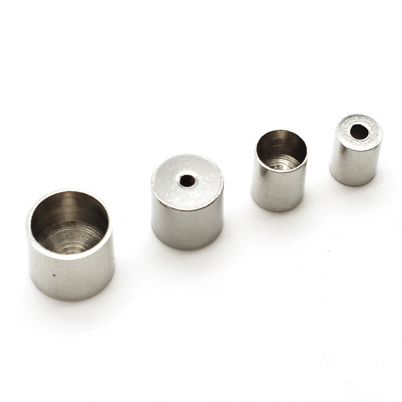 20 buc./lot oțel inoxidabil dimensiunea găurii 3/4/5/6/8mm capace de capăt tub ciucuri margele rotunde din piele brățară bijuterii
