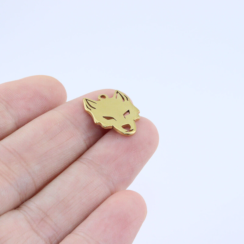 10kom 20mm Veleprodajni privjesci od nehrđajućeg čelika Glava vuka Privjesak DIY Ogrlica Naušnice Narukvice Neizblijedjele Bezbojne 2 boje